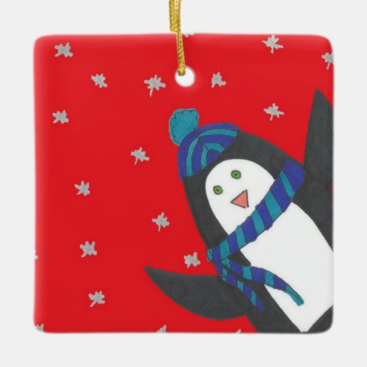 Holiday Penguin Keramikornament (Vorderseite)