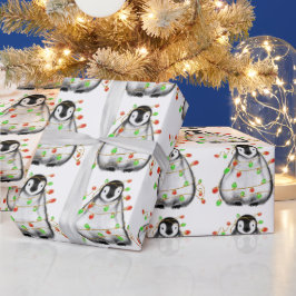 Holiday Penguin - leuchtend rot und grün leuchten  Geschenkpapier