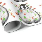 Holiday Penguin - leuchtend rot und grün leuchten Geschenkpapier (Rolleneckpunkt)