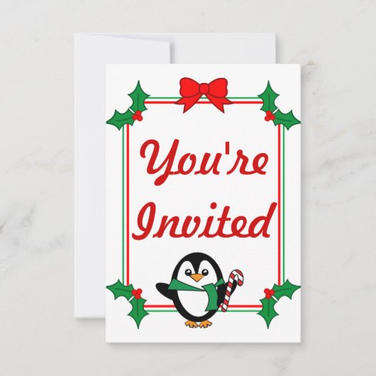 Holiday Penguin Party Invites Einladung (Vorderseite)