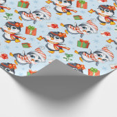 Holiday Penguins Geschenkpapier (Ecke)