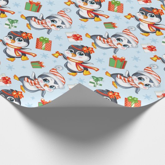 Holiday Penguins Geschenkpapier (Ecke)