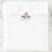 Holiday Penguins Runder Aufkleber (Tasche)