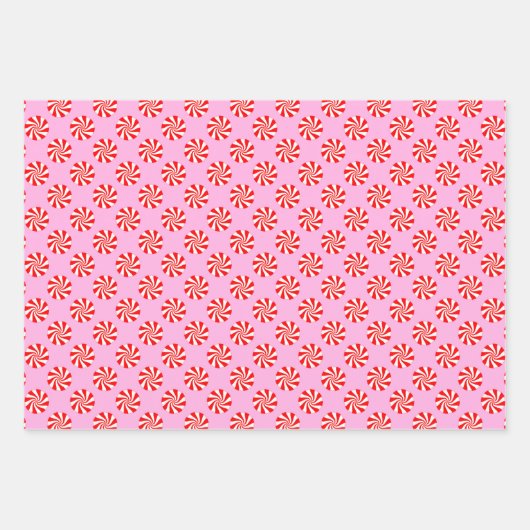Holiday Peppermint Candy Cane Pattern Geschenkpapier Set (Vorderseite 2)