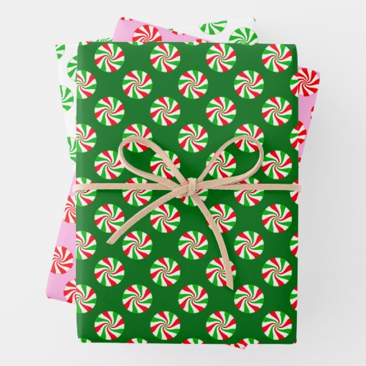 Holiday Peppermint Candy Cane Pattern Geschenkpapier Set (Beispiel)