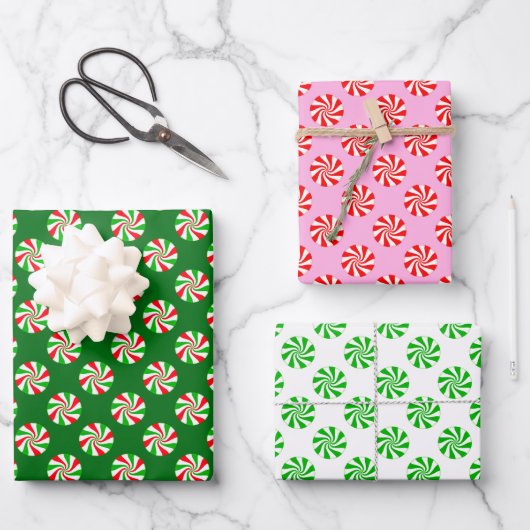 Holiday Peppermint Candy Cane Pattern Geschenkpapier Set (Vorderseite)