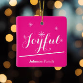 Holiday Personalisiert Name Script Chic Hot Pink Keramikornament