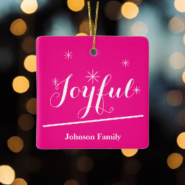 Holiday Personalisiert Name Script Chic Hot Pink Keramikornament