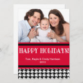 Holiday Personalizable Foto Card - Houndstooth Feiertagskarte (Vorne/Hinten)