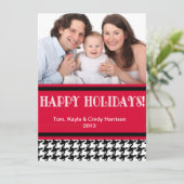Holiday Personalizable Foto Card - Houndstooth Feiertagskarte (Stehend Vorderseite)