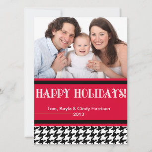 Holiday Personalizable Foto Card - Houndstooth Feiertagskarte