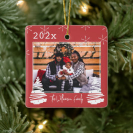 Holiday Pet zwei Seiten Weihnachtsbaum Familie Fot Keramikornament