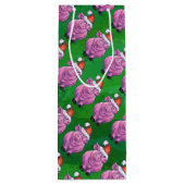 Holiday Pig in Weihnachtsmannmütze Pattern auf Gre Geschenktüte Für Weinflaschen (Rückseite)