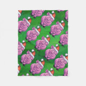 Holiday Pig in Weihnachtsmannmütze Pattern auf Grü Fleecedecke (Vorderseite)