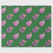Holiday Pig in Weihnachtsmannmütze Pattern auf Grü Geschenkpapier (Flach)