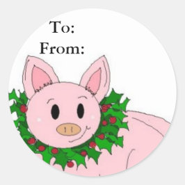 Holiday Piggy Gifttag Runder Aufkleber