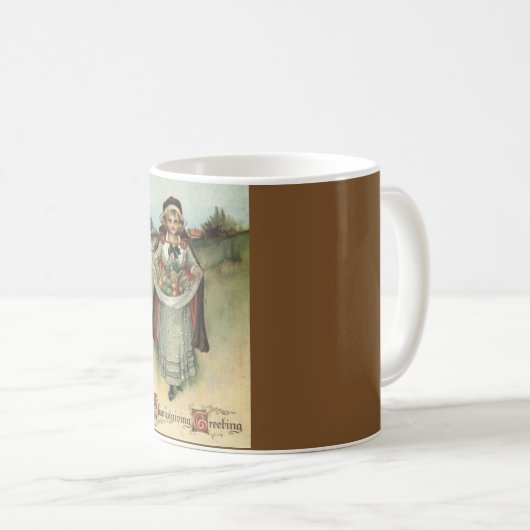 Holiday Pilgrim Woman Vintag Erntedank Tasse (VorderseiteRechts)