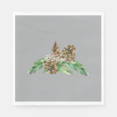Holiday Pine Cone Foliage Gesegnet Gray Luncheon Serviette (Vorderseite)