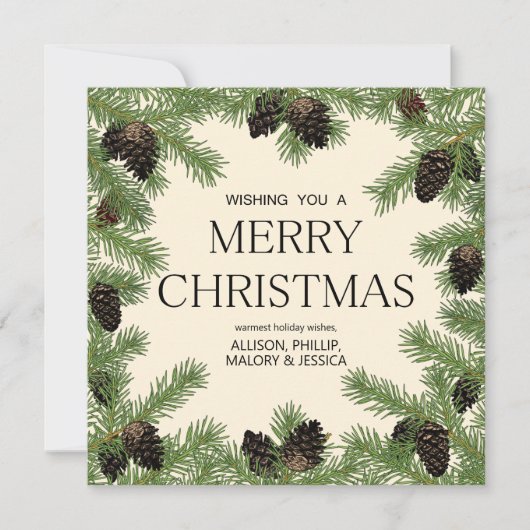 Holiday Pine Cone Garland Rahmen Feiertagskarte (Vorderseite)