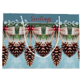 Holiday Pine Cone Große Geschenktüte (Rückseite)