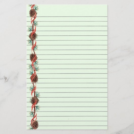 Holiday Pine Cone Lined Stationery Briefpapier (Vorderseite)
