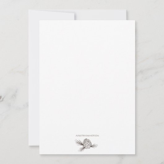 Holiday Pine Cone Wedding Einladung (Rückseite)