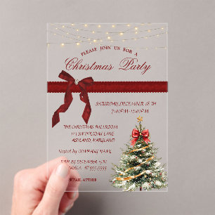 Holiday Pine Tree Bow Corporate Christmas Party Acryleinladungen