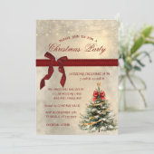 Holiday Pine Tree Bow Corporate Christmas Party Einladung (Stehend Vorderseite)