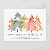 Holiday Pine Tree Forest Watercolor Moving Ankündigungspostkarte (Vorderseite)