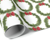 Holiday Pine Wreath and bow Geschenkpapier (Rolleneckpunkt)
