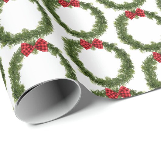 Holiday Pine Wreath and bow Geschenkpapier (Rolleneckpunkt)