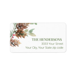 Holiday Pinecone Christmas Return Address Label Adressaufkleber