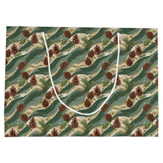 Holiday Pinecone Große Geschenktüte (Rückseite)