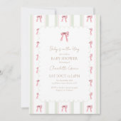 Holiday Pink Bow Baby Dusche Einladung (Vorderseite)