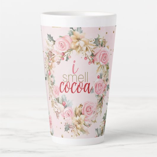 Holiday Pink Frohe Weihnachts Beaux Custom Message Milchtasse (Vorderseite)