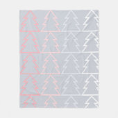 Holiday Pink Gray Weihnachtsbaumen Moderne Fleecedecke (Vorderseite)