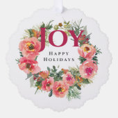 Holiday Pink Joy Wreath Botanisch Ornament Karte (Vorderseite)