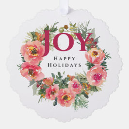 Holiday Pink Joy Wreath Botanisch Ornament Karte