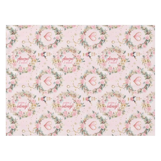Holiday Pink Merry Nutcracker Beaux Custom Kraut Tischdecke (Vorderseite (Horizontal))