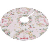 Holiday Pink Merry Nutcracker Beaux Custom Message Polyester Weihnachtsbaumdecke (Schrägansicht)