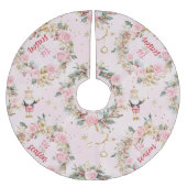 Holiday Pink Merry Nutcracker Beaux Custom Message Polyester Weihnachtsbaumdecke (Vorderseite)