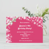 Holiday Pink mit Bow Glitzer Einladung (Stehend Vorderseite)
