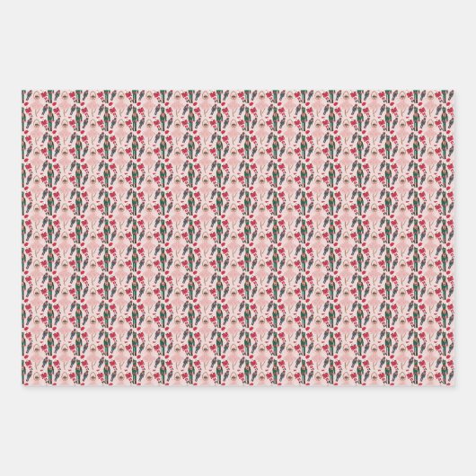 Holiday Pink Nutcracker Snowflake Geschenkpapier Set (Vorderseite 3)