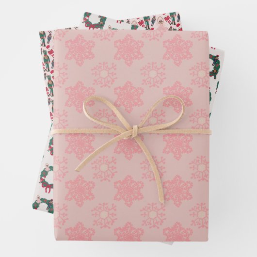 Holiday Pink Nutcracker Snowflake Geschenkpapier Set (Beispiel)