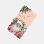 Holiday Pink Santa Claus Serviette (Ecke)