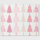 Holiday Pink Tree Geschenkpapier (Flach)