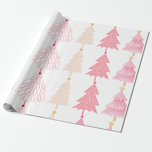 Holiday Pink Tree Geschenkpapier (Ungerollt)