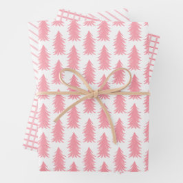 Holiday Pink Weißes Weihnachtswrapping Paper Sheet Geschenkpapier Set