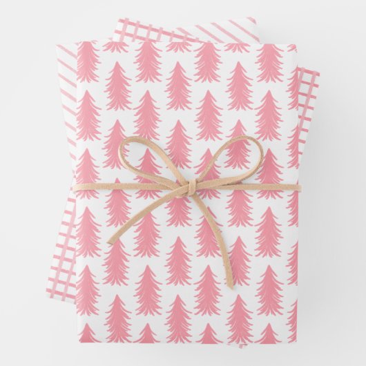 Holiday Pink Weißes Weihnachtswrapping Paper Sheet Geschenkpapier Set (Beispiel)
