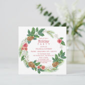 Holiday Pink Wreath Corporate Weihnachtsfest Party Einladung (Stehend Vorderseite)